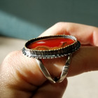 Red Agate, S/S, 24k ring side view