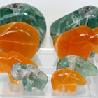 Fluorite & Orange Calcite Bears & Bison