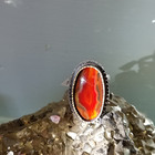 Red Agate, S/S, 24k ring